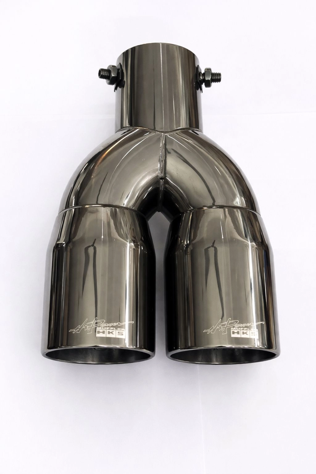 BLACK-Stainless STEEL HKS DUAL Round Only TIP, Muffler Silencer Muffler Tip Car Exhaust Universal For All Car.. 2